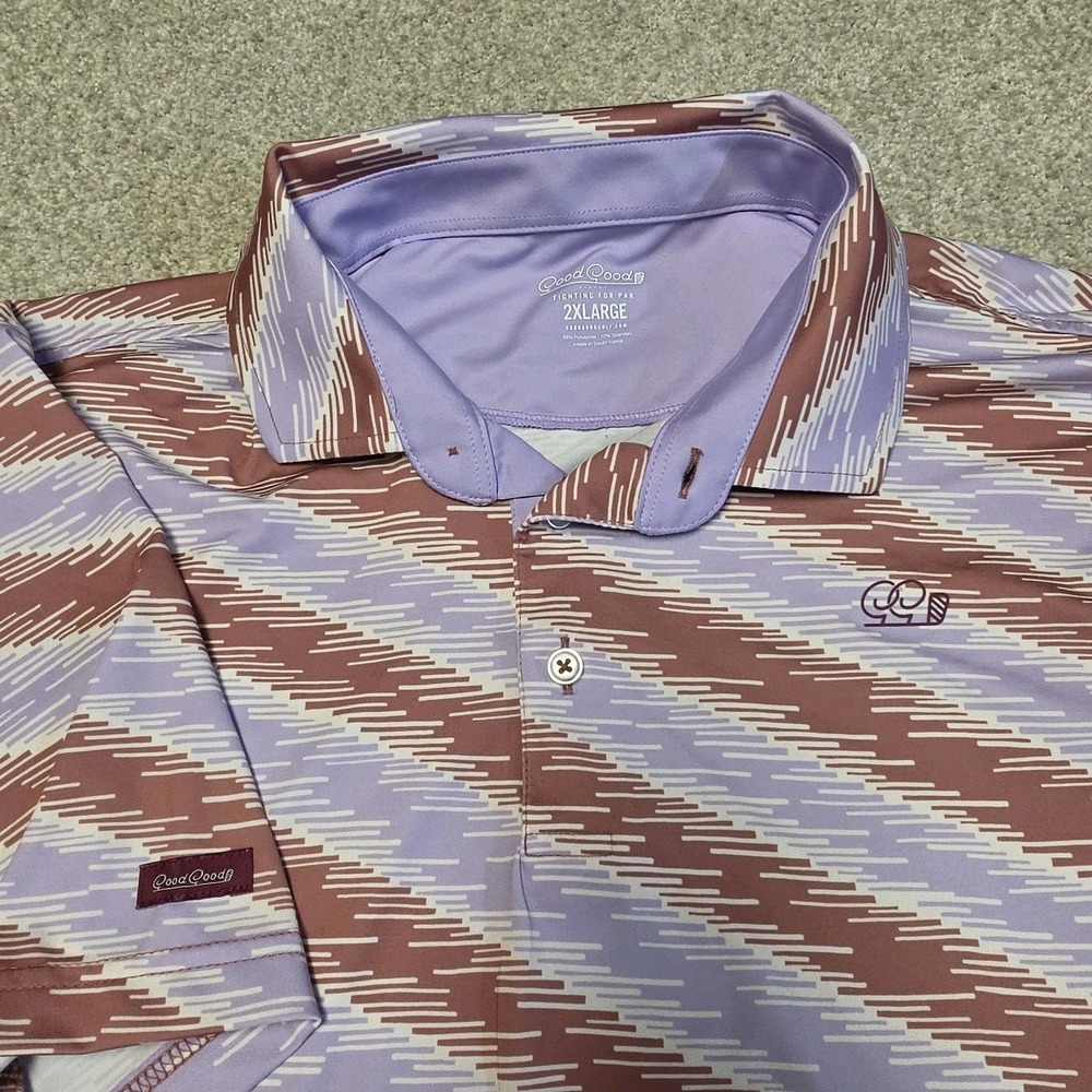 Good Good Golf Break Polo Shirt 2XL Purple Print Performance Stretch